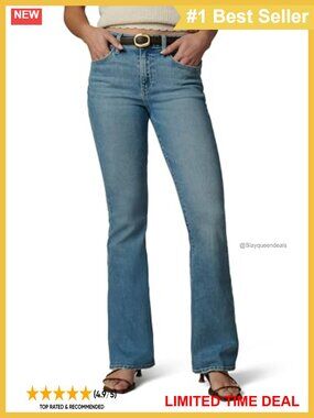 Petite Mid Rise Bootcut Jeans Regular Fit Button Closure Casual